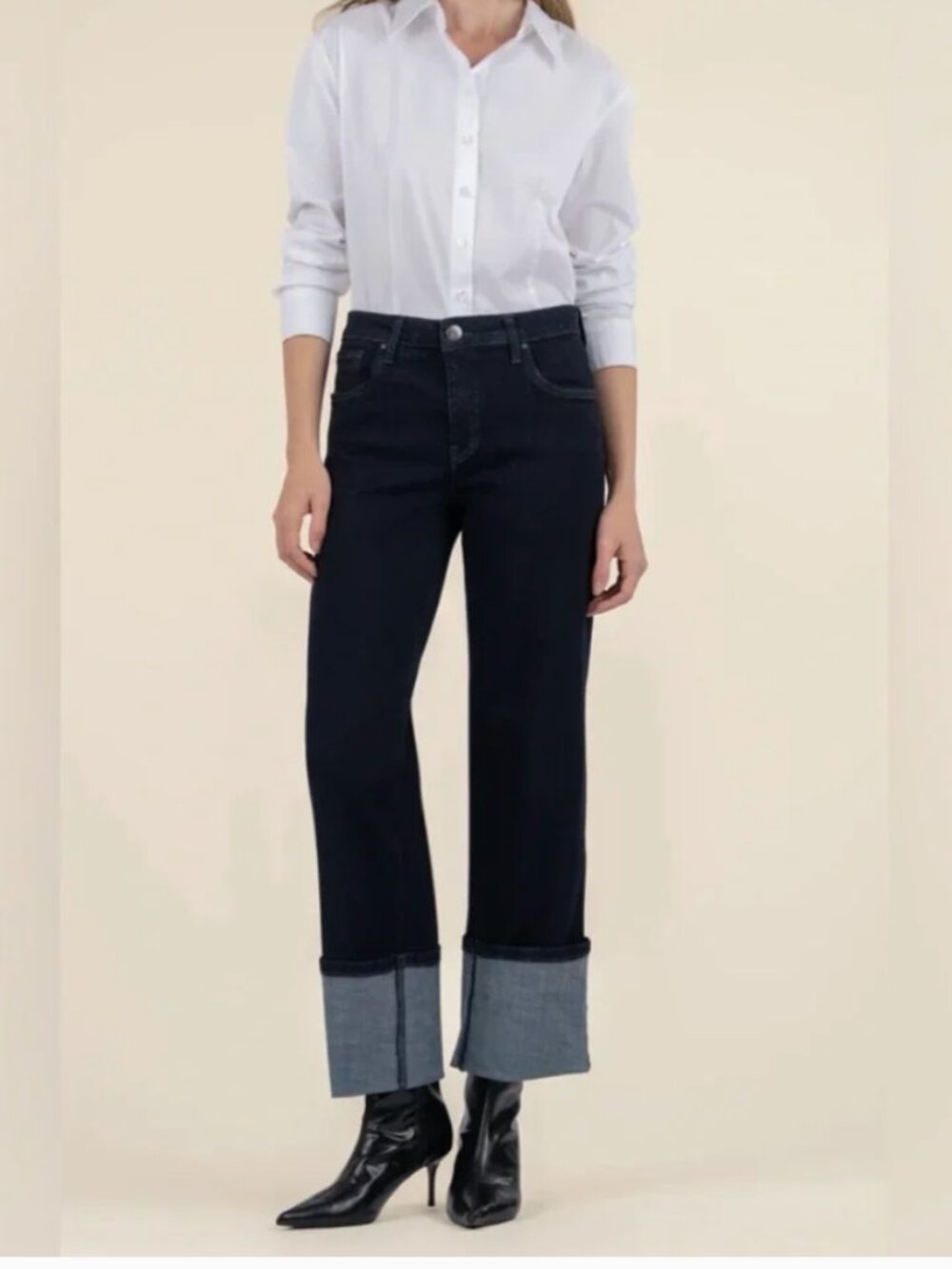Kut from the Kloth Charlotte High Rise Jeans with Roll Up Cuffs Size 14